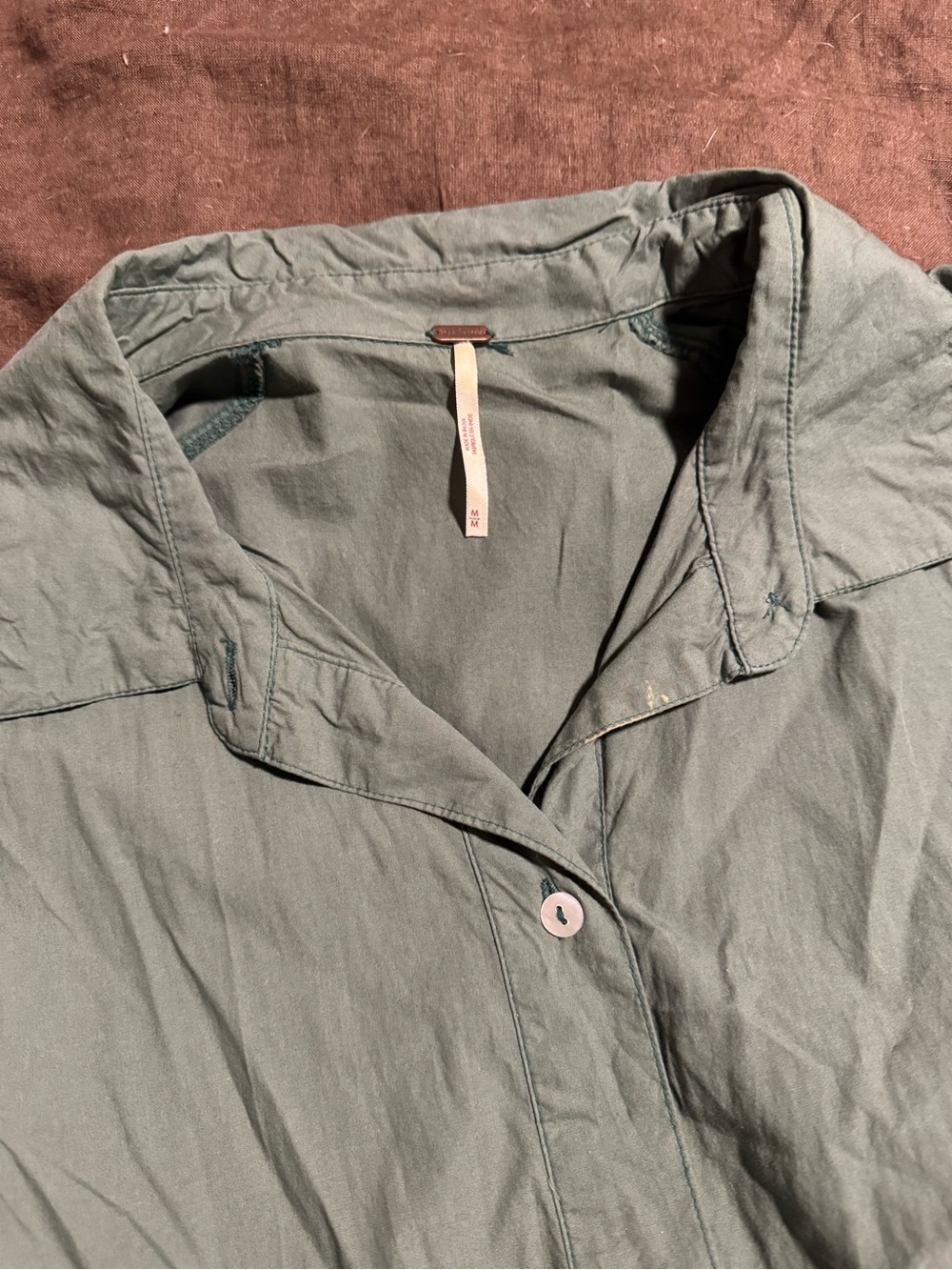 Free People Sage Green Button-Front Midi Shirt Dress - Picture 2 of 6